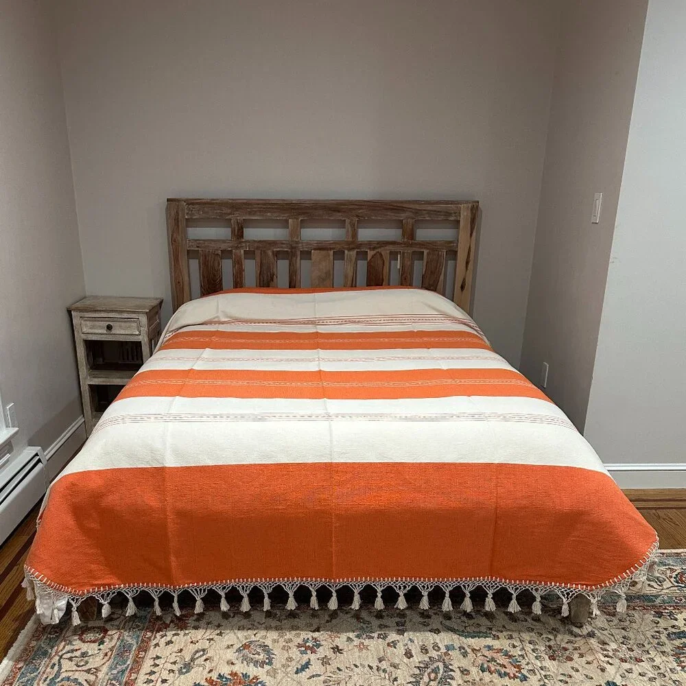 Full Size Cotton Bedspread/Quilt. From Oaxaca Mex. Hand loom, Bed covers,